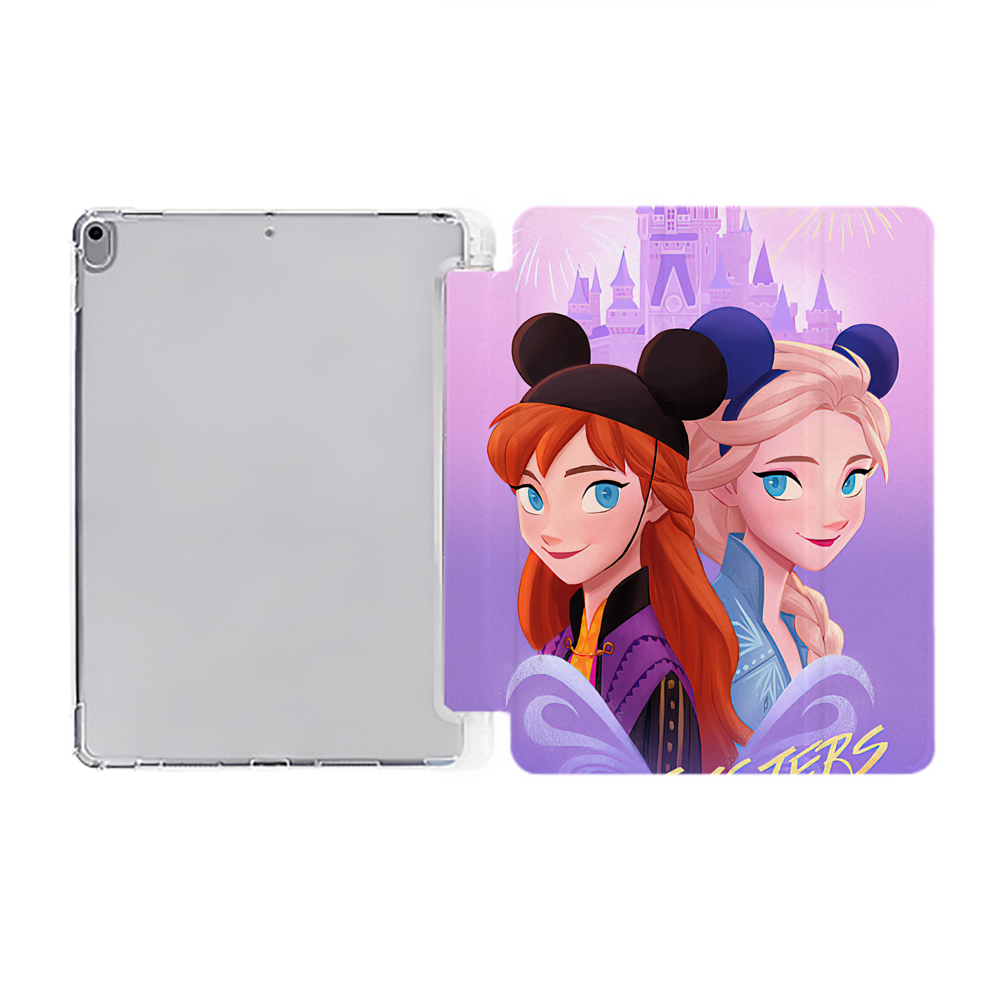 （画像用） アナと雪の女王 アンナ エルサ Frozen Anna Elsa IPad ケース ペン収納付き 三つ折りスタンド PUレザー×シリコン 対応機種9.5/10.5/10.9インチ